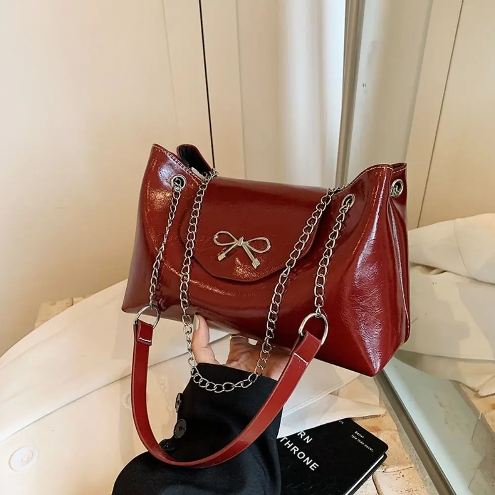 Trendy New Design Bowknot Armpit Bag Solid Color Leather Bow Underarm Bag Luxury Sweet Y2K Crossbody Handbag Women