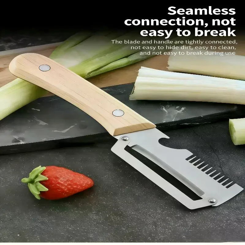 Multi-Functional Vegetable Peeler For Kitchen, Ultra-Sharp Stainless Steel Blade With Wooden Handle And Bottle Opener