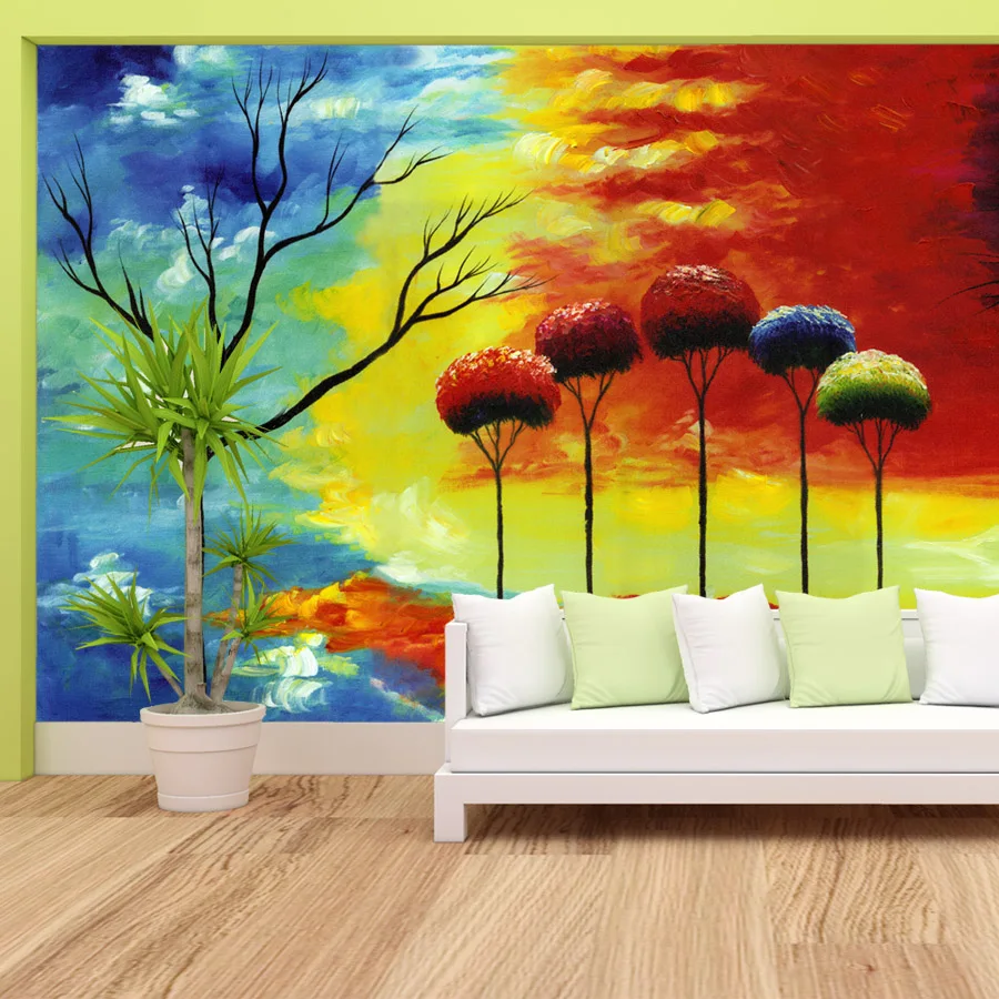 

Self Adhesive Optional Wallpapers for Living Room Decoration Contact Wall Papers Home Decor Abstract Tree Painting Mural Prints