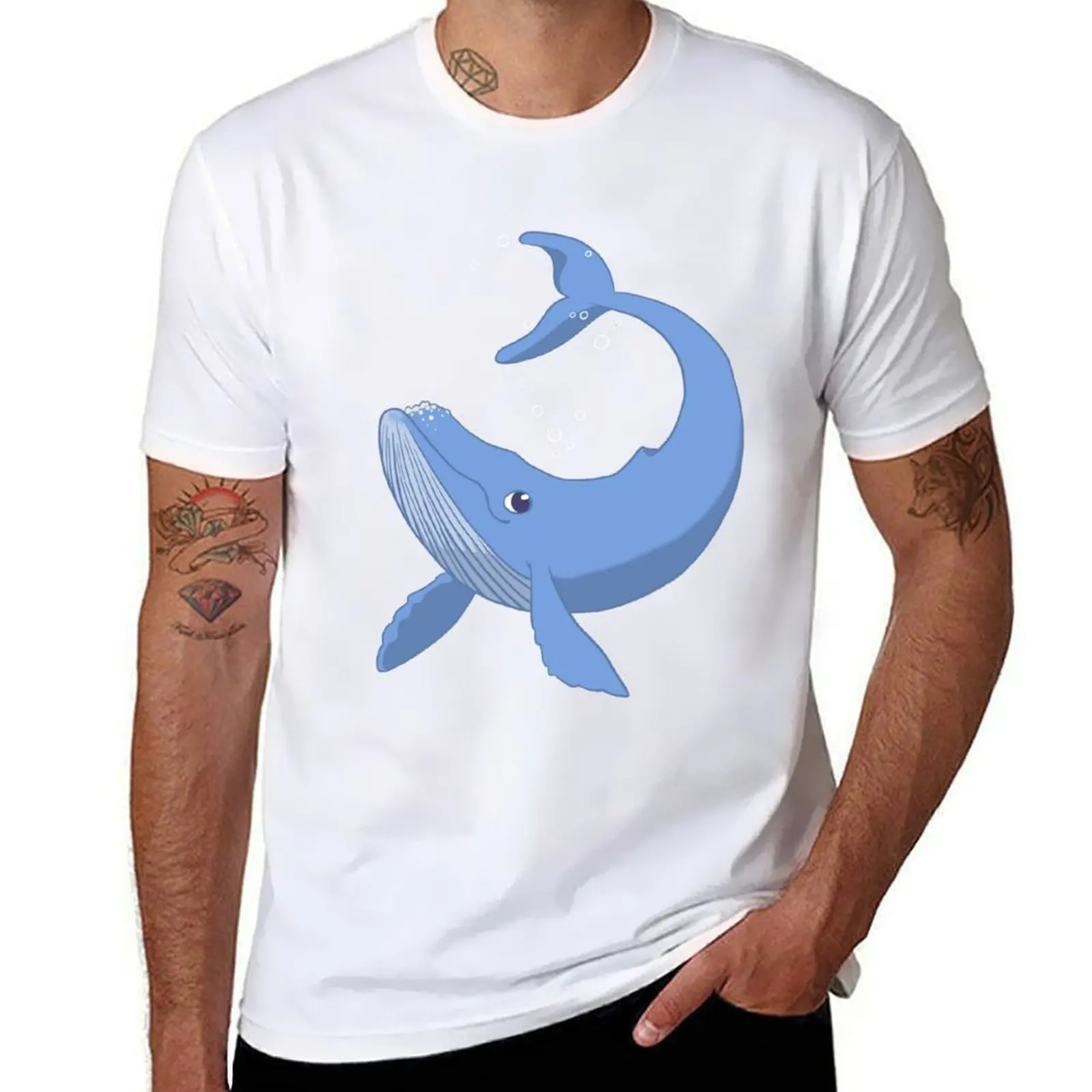 

Cute Blue Whale T-Shirt cotton t shirt man anime tshirt T-Shirt