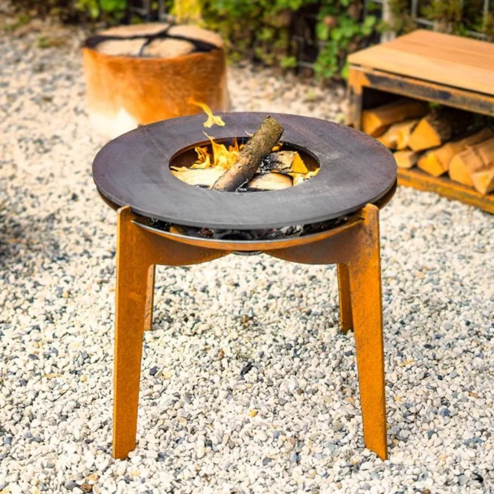 Factory wholesale custom Corten Steel Chimeneas for Outdoor BBQ Durable Rust-Resistant Fire Pit Table & Fire Bowl