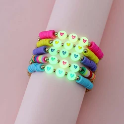 5Pcs/set Handmade Luminous Love Heart Beads Bracelet for Woman Girls Friendship Party Birthday Jewelry Gift