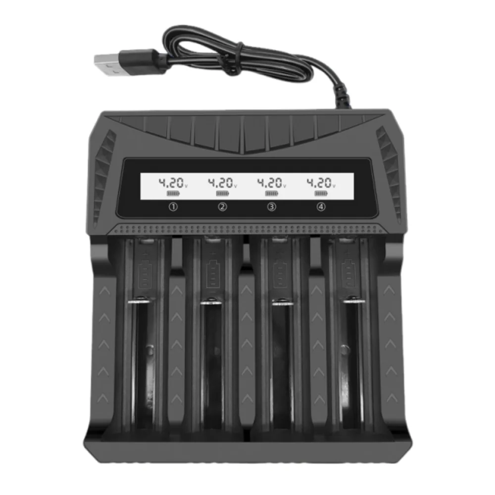 

Зарядное устройство для литиевых аккумуляторов на 4 слота, 1.2V-1.5V Ni-MH, 3.7V-4.2V Li-ion, с ЖК-дисплеем, USB-зарядка