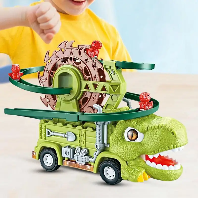 Dinosaur Chasing Race Track Game Set para crianças, Dinosaur Slide Toy, Escada-Escalada Cartoon