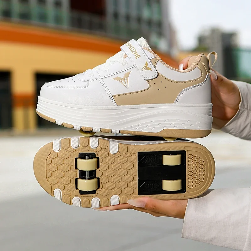 Youth Roller Shoes Casual With 4 Wheels Parkour Urban Boys Girls Students Semi Professional Sports Street Running Skate Shoes