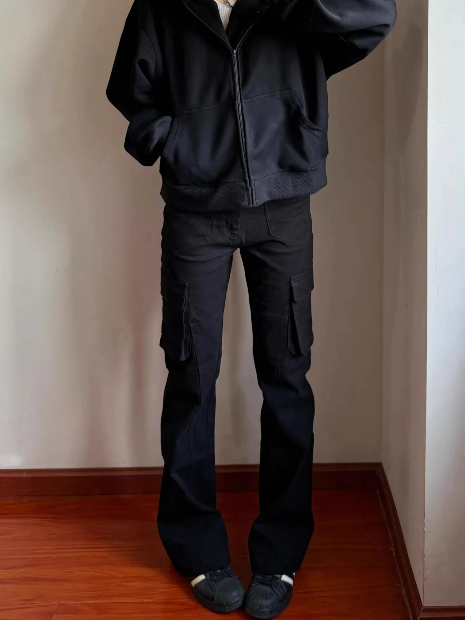 

American High Street Vibe Micro Flared Camouflage Jeans Women's Autumn Winter Slimming Straight Workwear Pants