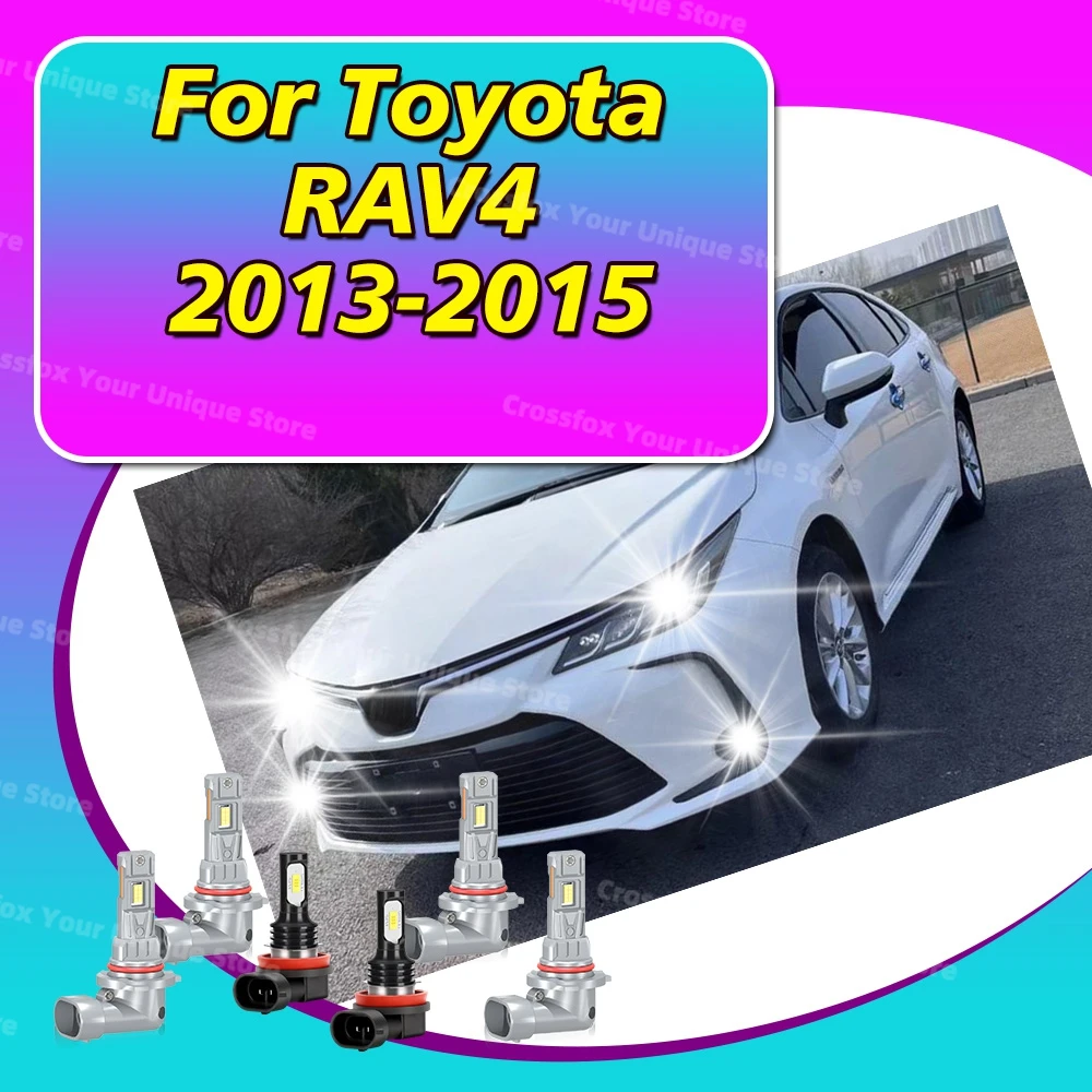 

2/6Pcs For Toyota RAV4 2013 2014 2015 LED Headlight Bulbs 6000K Car Fog Lamps 3570 CSP Super Brightness High Low Beam 30000LM