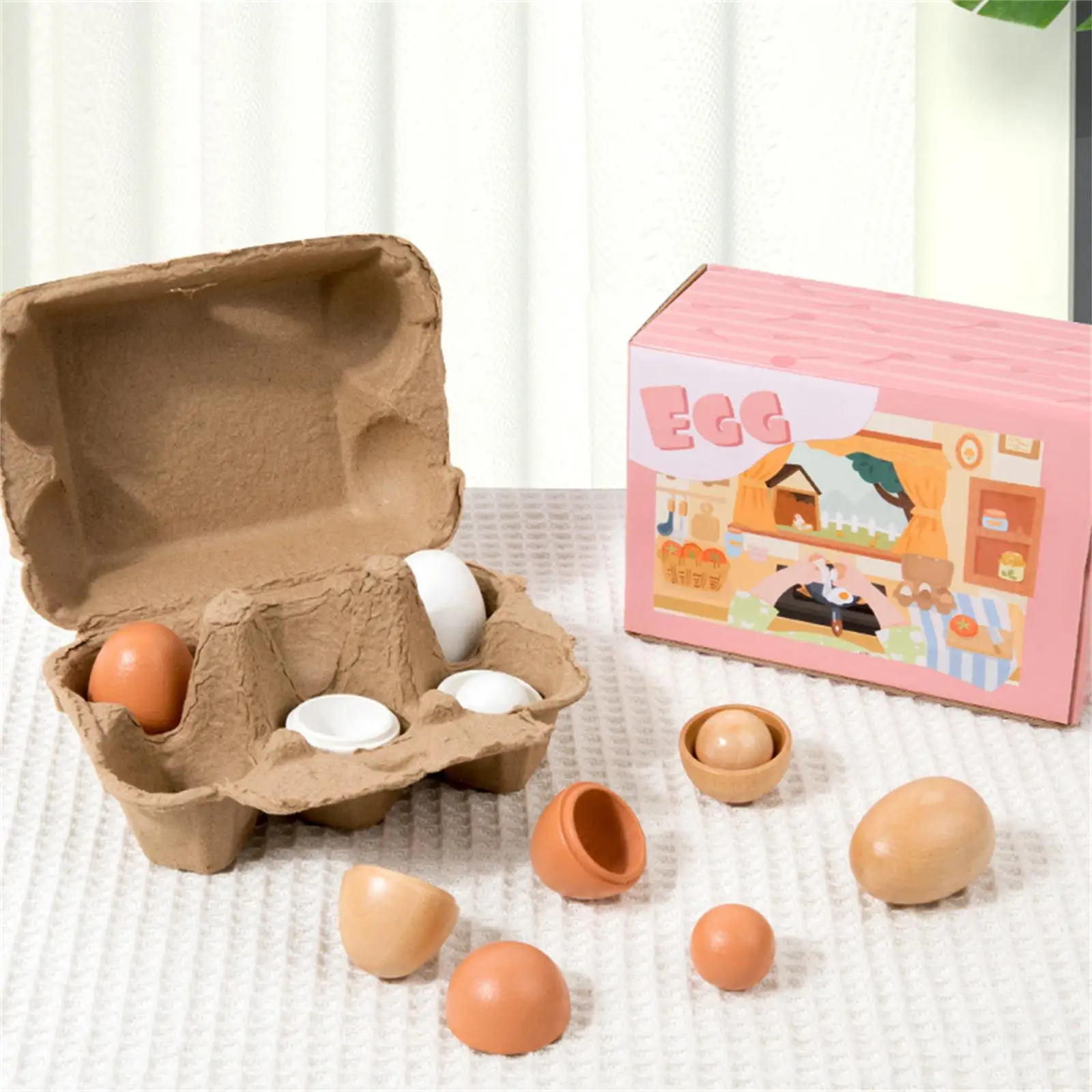 

Wooden Play Eggs Toy Easter Egg Toys Fake Chicken Eggs Wooden Eggs Children Kitchen Play Toys for Kids Birthday Gifts