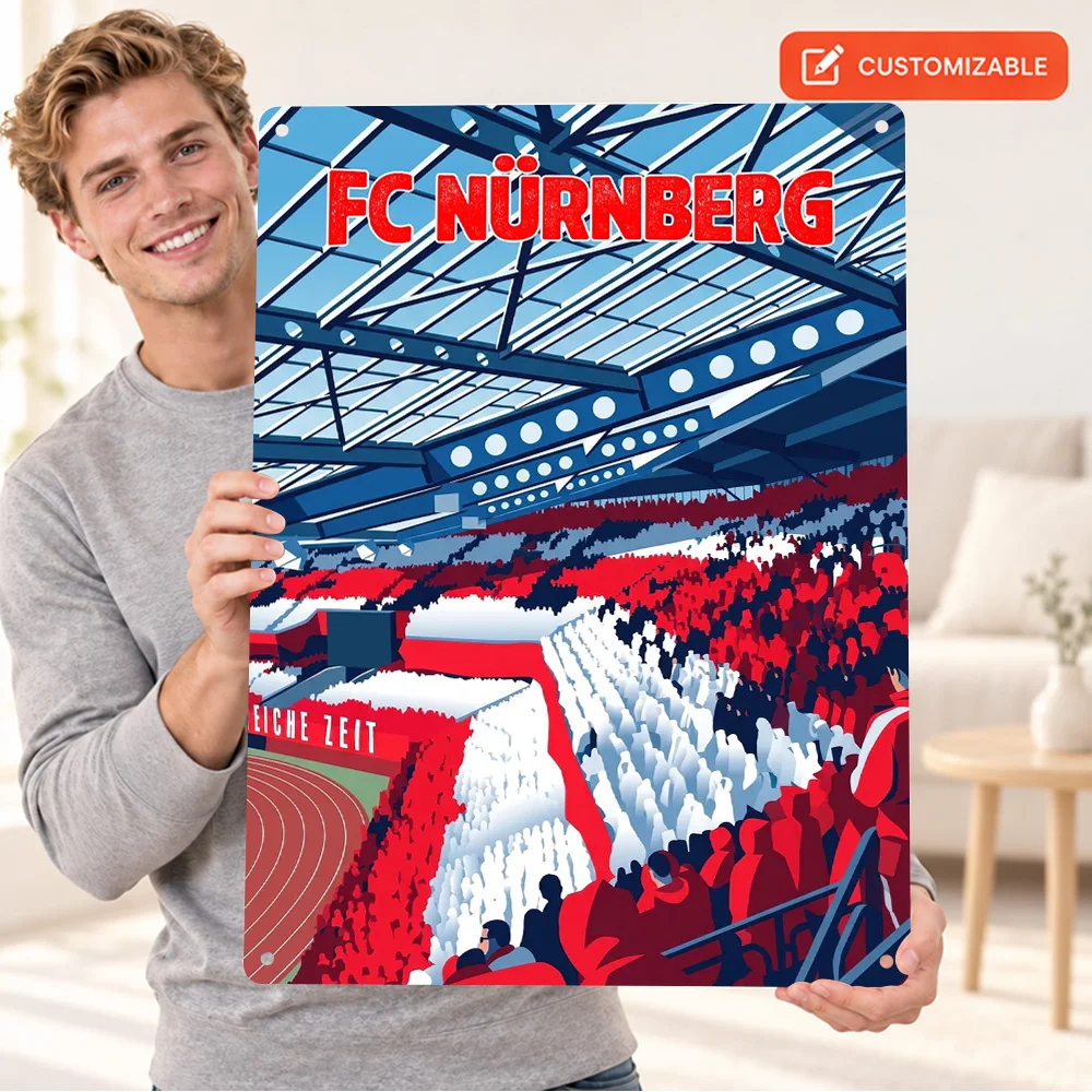 Nurnberg FC Stadium Legacy Football Printed Poster Personalized Metal Sign Architectural Illustration Wall Art For Sports Room