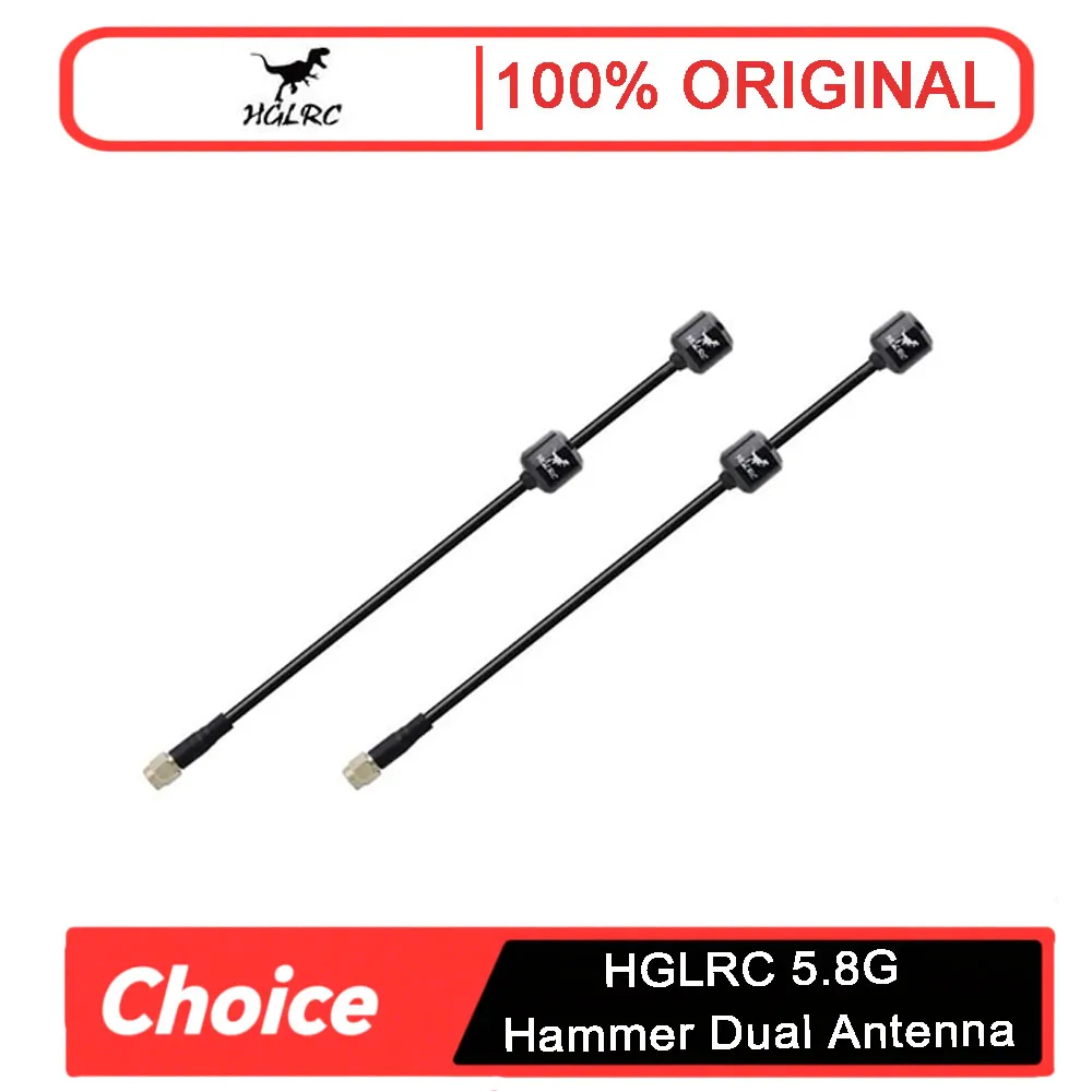 

HGLRC 5.8GHz Hammer Dual Antennas | High Gain & Strong Signal | Anti-Jamming for FPV Drones | Enhanced Long-Range Connectivity