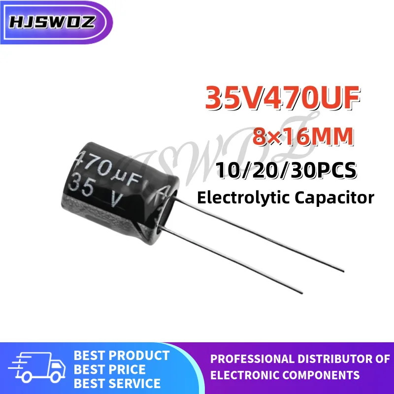 10/30PCS quality products 35V470UF 8×16MM 470uf 35v 8*16MM Electrolytic Capacitor