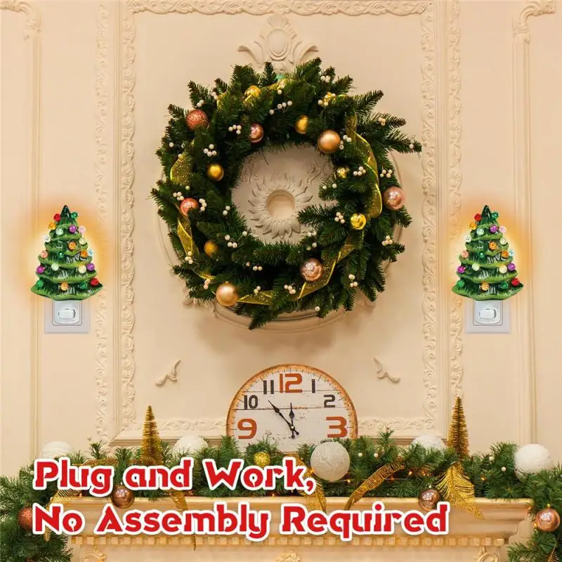 Plug-in Resin Christmas Tree Wall Lamps Bedside Night Lights Living Room and Study Christmas Festival Decorations