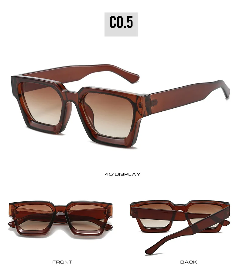 SHAUNA Ins Beliebte Damen Quadratische Sonnenbrille Retro Herren Getönte Farbtöne UV400 – Detail 12