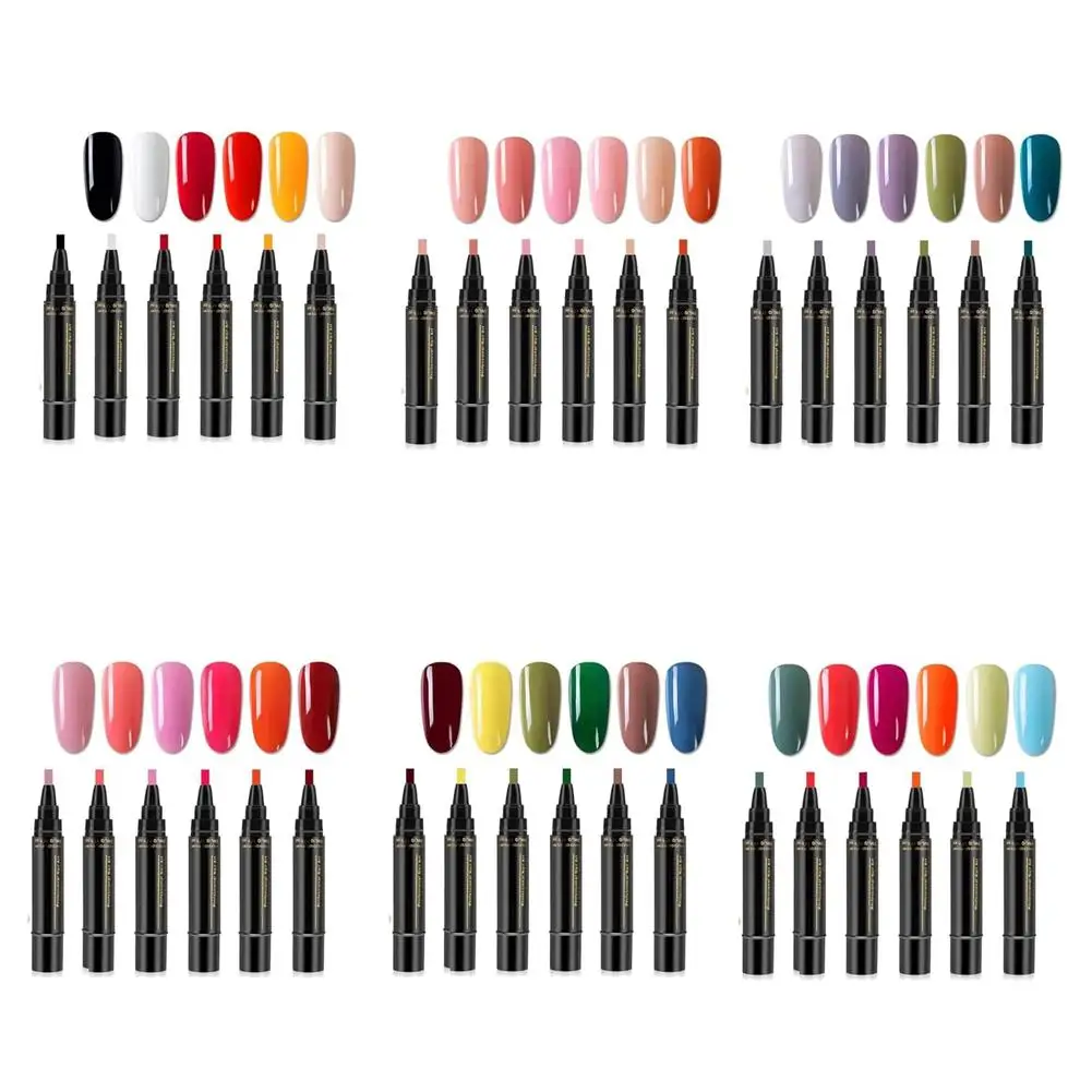 6 Pçs/set Gel DIY Esmalte Rosa Brilhante Semi Permanente Soak Off UV LED Gel Verniz Nail Art Design Manicure Kit