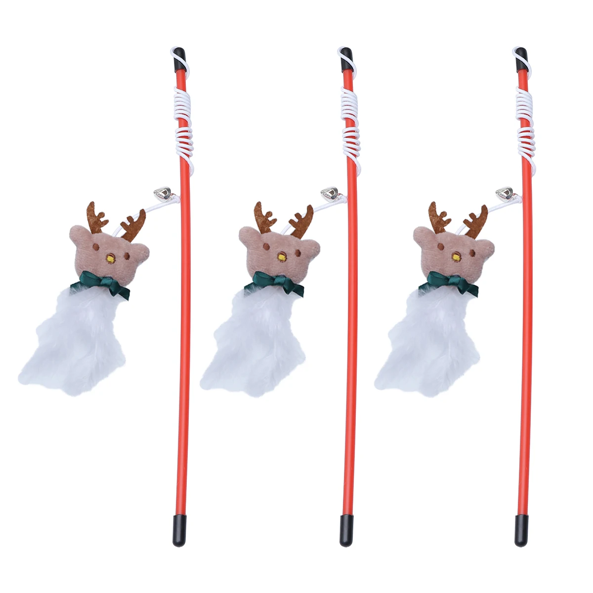 

3 Pcs Christmas Cat Teaser Stick Wand Interactive for Indoor Cats Kitten Pet
