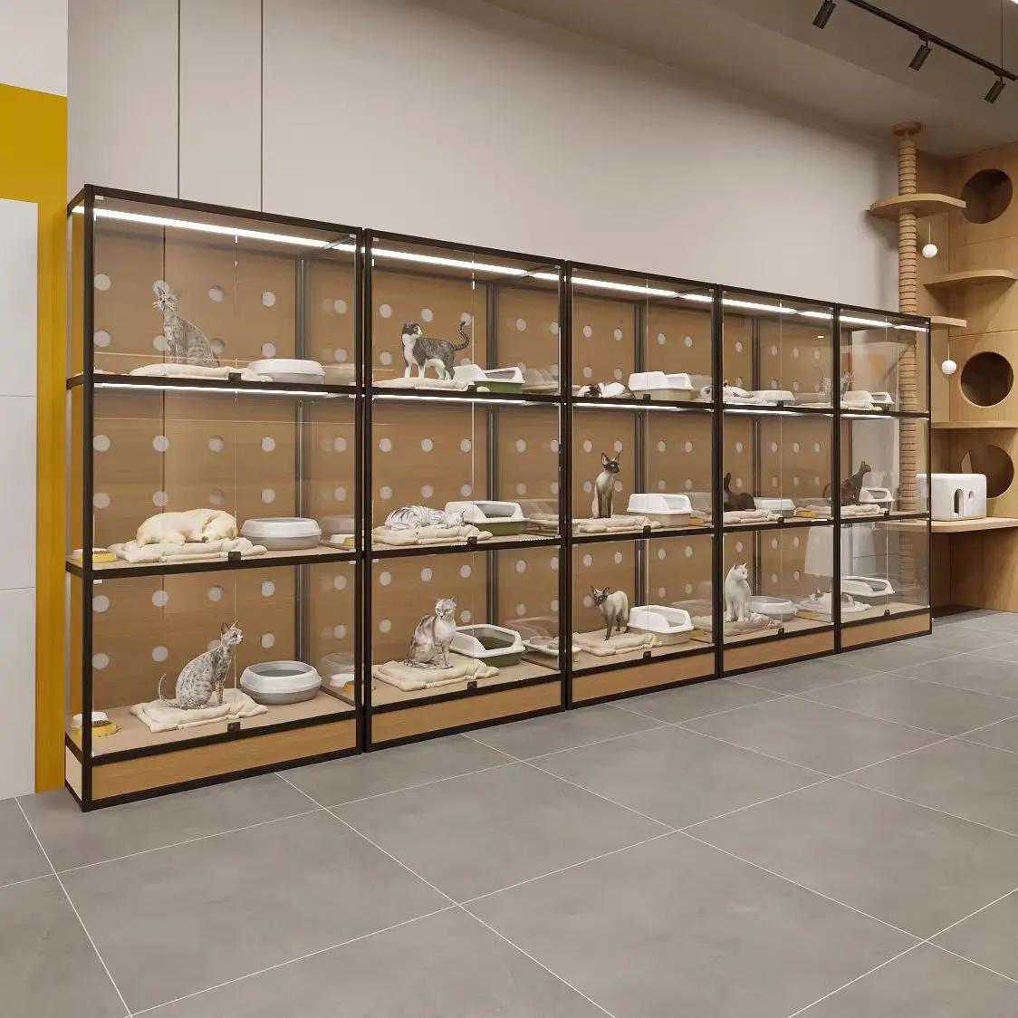 

Modern Cat House Customized Aluminum Alloy Large Indoor Pet Room Dog Cat House With Tempered Glass Aluminum Profiles Cat Cage