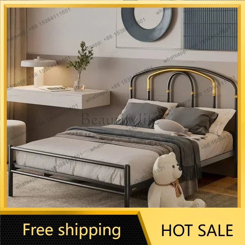 LS 120x200cm 150x200cm 180x200cm Home Double Bed Modern Simple Metal Light Luxury Iron Frame Bedroom Beds And Bed Frames