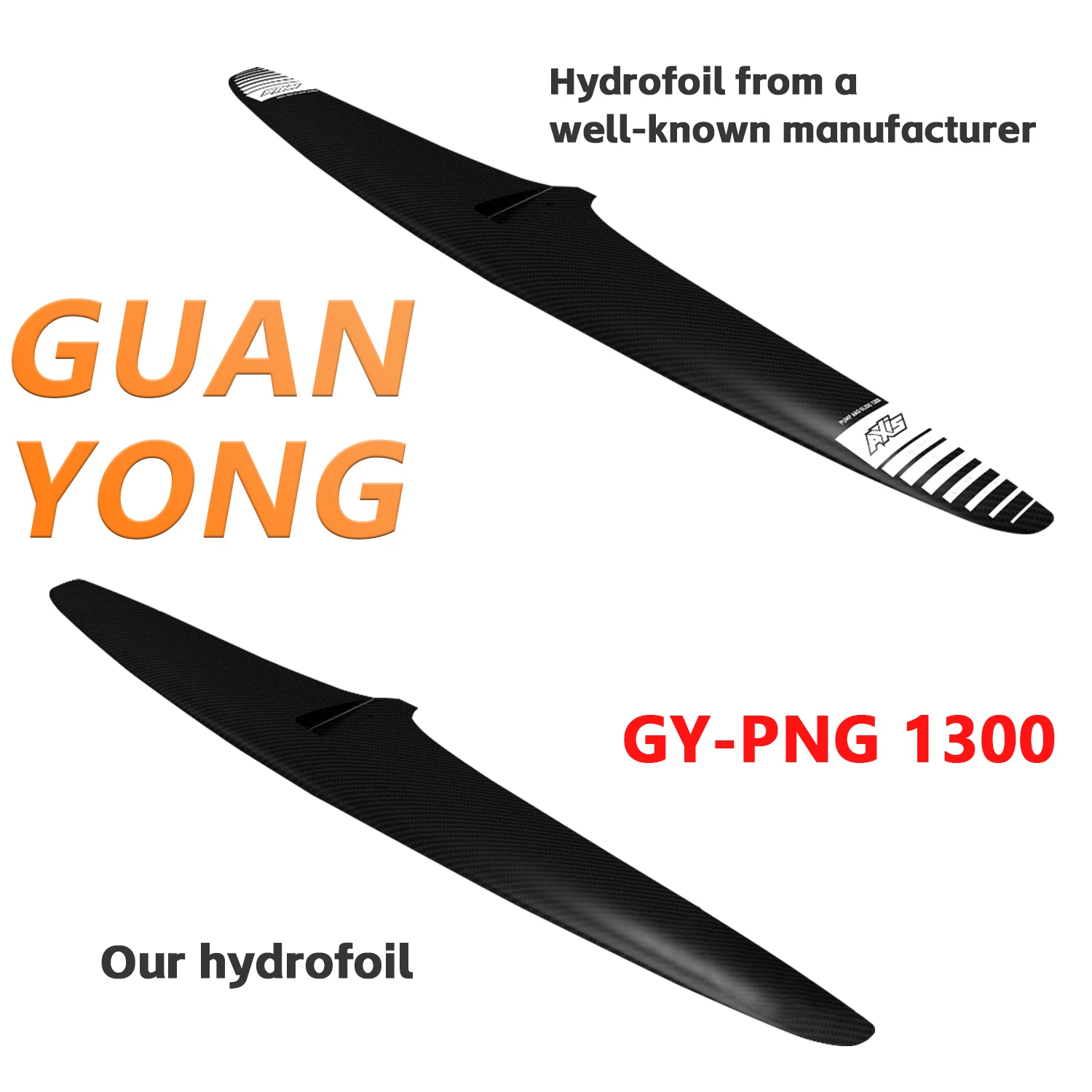 GY-1300 1700sqcm Carbon Fiber Mast Unpowered Hydrofoil Surfing Tool for Novice Water Sports Players for Water Kitesurfing