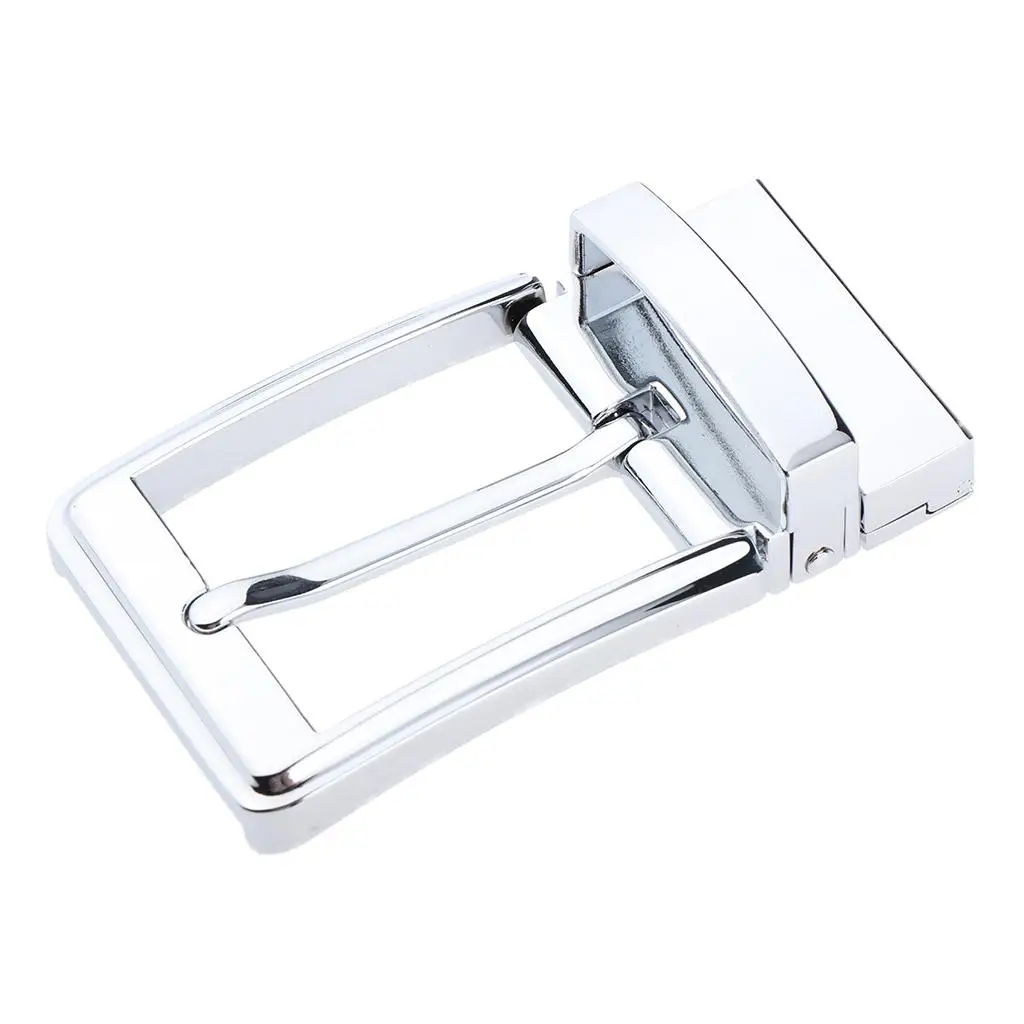 Premium Reversible Clamp Belt Buckle, Rectangular Single Prong Leather Belt Buckle Replacement