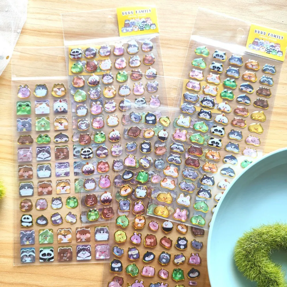 

4-Piece DIY Chubby Animal Family Head Crystal Epoxy Resin Stickers (Multiple Styles) - Cute Decor Golden Memory Stickers Store