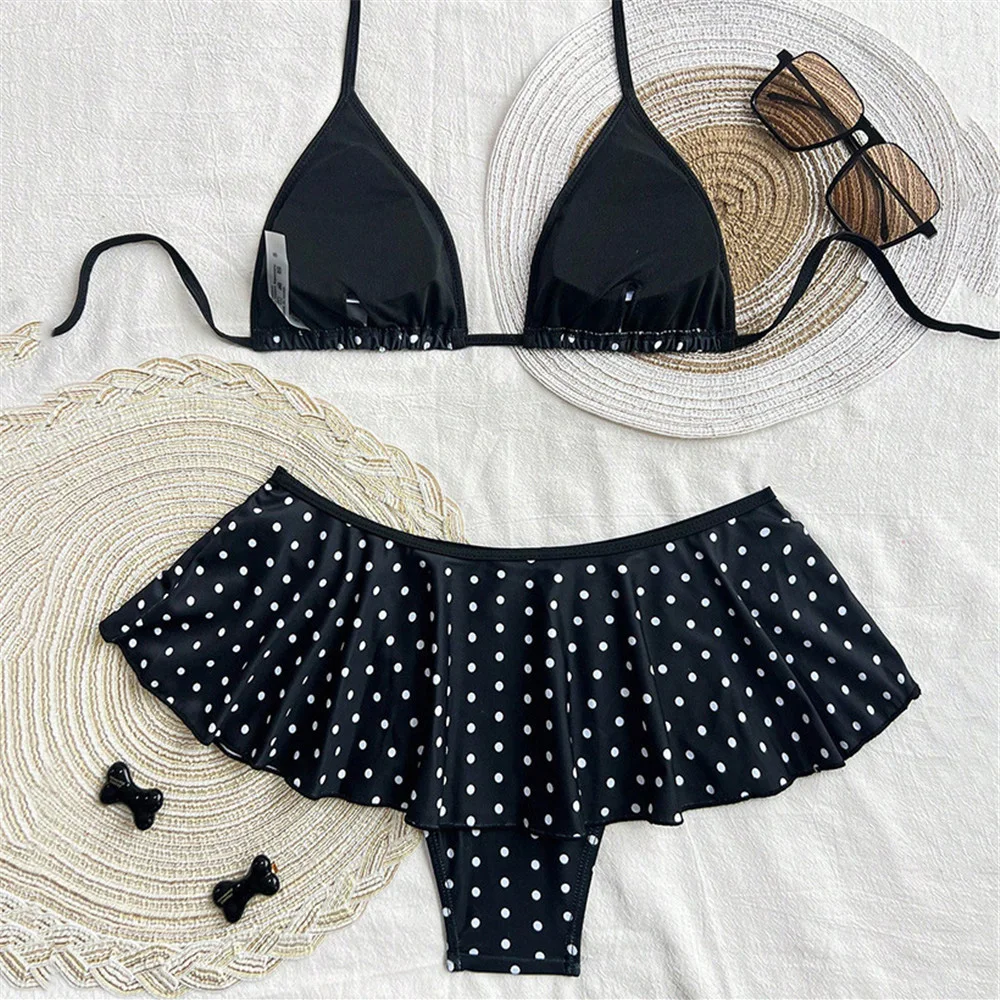 Leuke Dot Print Halter String Driehoek Bikini Sets Verstoorde Badmode Sexy Badpak Vrouwen 2026 Strand Zwemkleding Pak Bikini