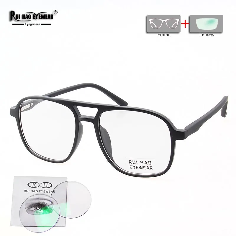 Double Beam Eyeglasses With 5PCS Clip on Sunglasses Customize Prescription Glasses Men Recipe Eyewear Fill Resin Lenses 2333