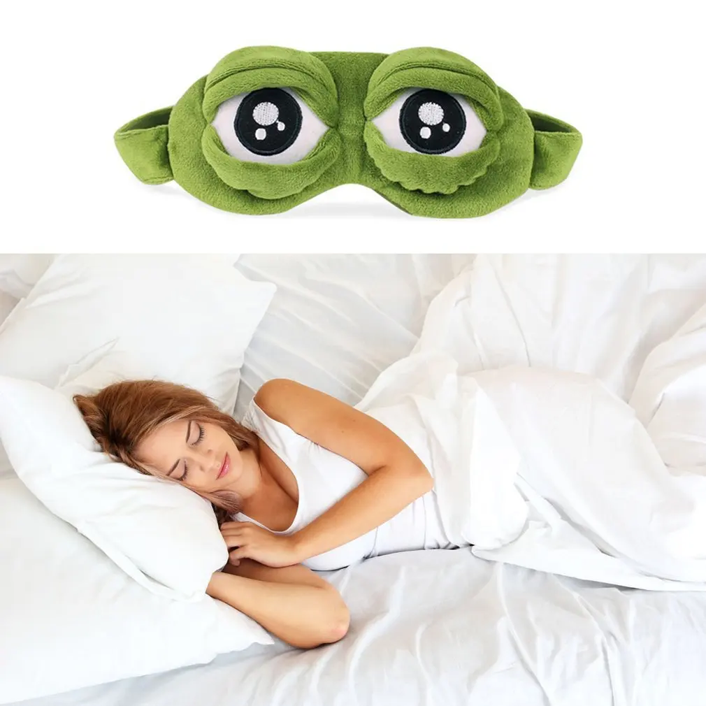 Máscara de sono do sapo triste 3D para homens e mulheres, sombra natural para dormir, olho de sombra, venda portátil macia, tapa-olho de viagem