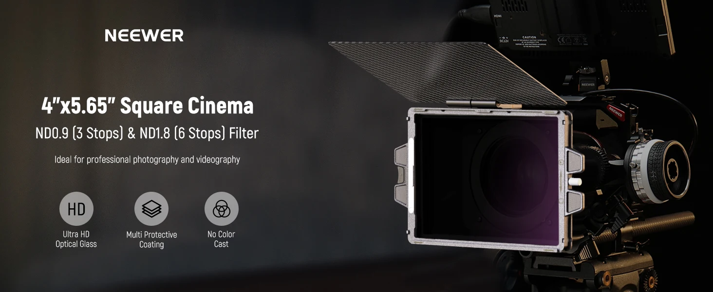 NEEWER Quadratischer ND-Filter, 10,2 x 5,65 Zoll, doppelseitiger 30-Multi-Nano-beschichteter Kino-ND-Filter für NEEWER Matte Box für Tilta SmallRig – Detail 1