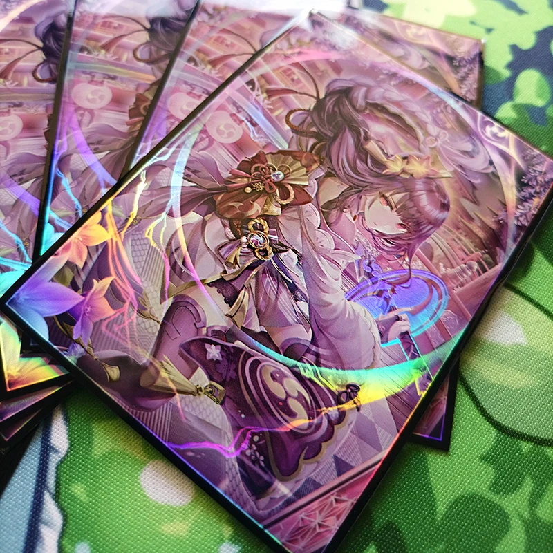 67x92mm 50 pçs/set sombra verso raiden shogun cartão mangas cor flash opcg ptcg ws cartão capa protetora anime cartão presente