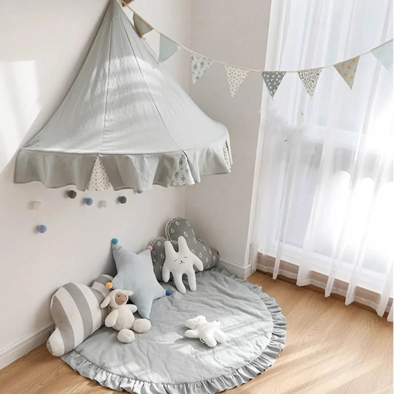 Nordic Cotton Floral Triangle Flag Wall Hanging Garland Baby Shower Birthday Party Bunting Banner Kids Room Nursery Oranament