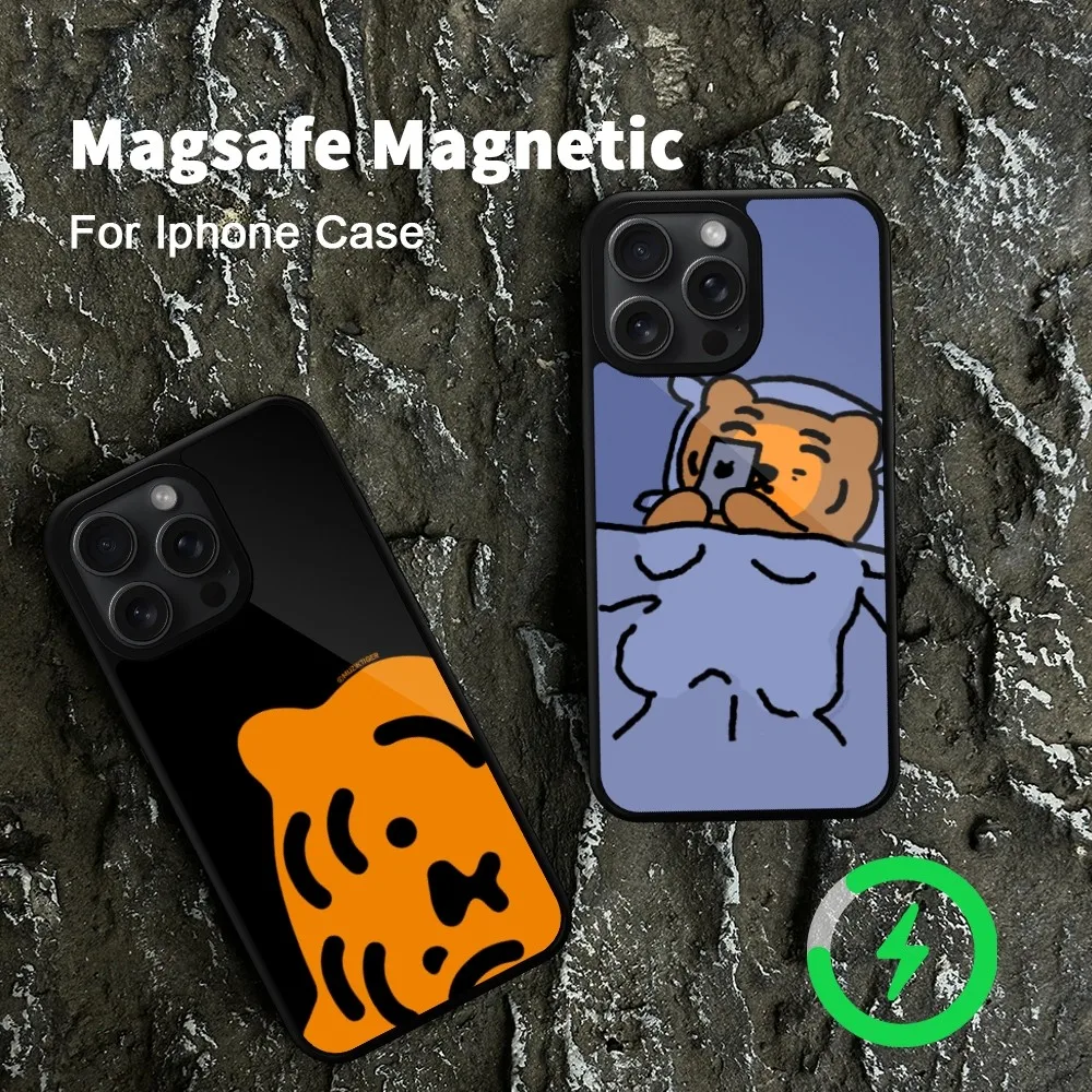 Cartoon MUZIKS TIGER Phone Case For iPhone 15 14 13 12 11 Pro Max Plus Magsafe Magnetic Wireless Charging Cover