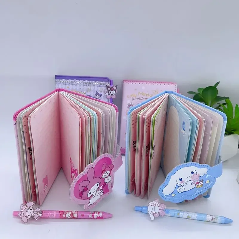 

Sanrio Hello Kitty Cinnamoroll Kuromi Notebook Anime Students Hand Account Diary Children Magnetic Buckle Notepad Cute Gift Box