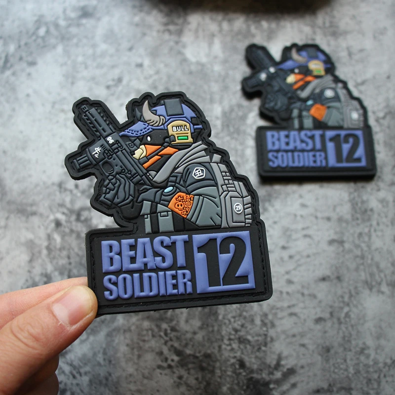 3D PVC BEAST SOLDIER Patches for Clothing Rubber Twelve Zodiac Signs  Morale Badges on Backpack Hook and Loop Tactical Patch