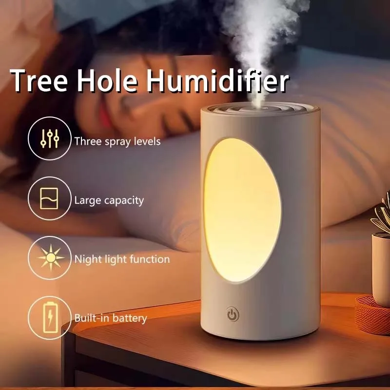 

2026 Tree Hole Humidifier USB Night Light Household Silent Bedroom Aromatherapy Machine Water Replenishment Charge Humidifier