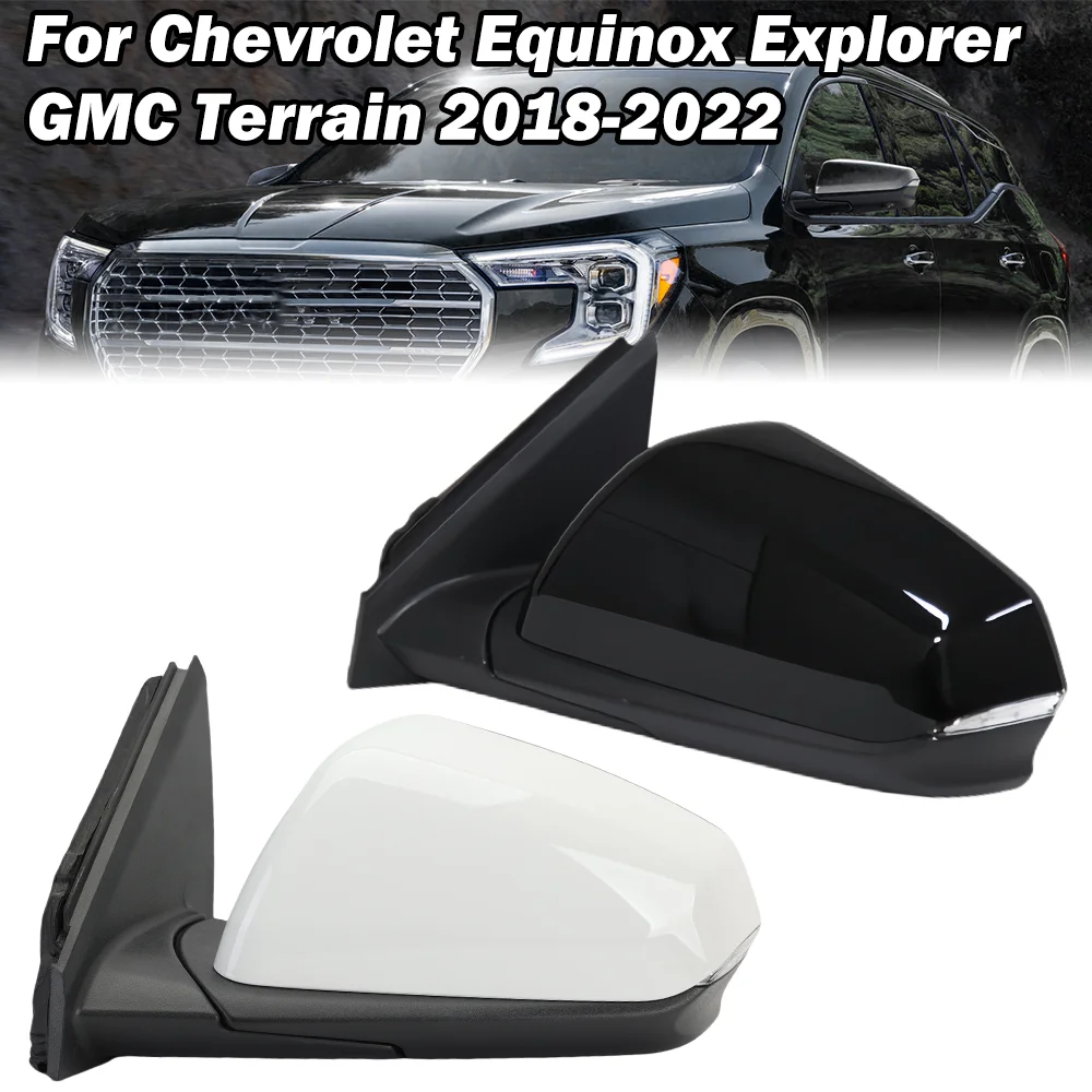 

7-проводное зеркало заднего вида в сборе для Chevrolet Equinox Explorer GMC Terrain 2018-2022, черное боковое зеркало с подогревом, автомобильные аксессуары