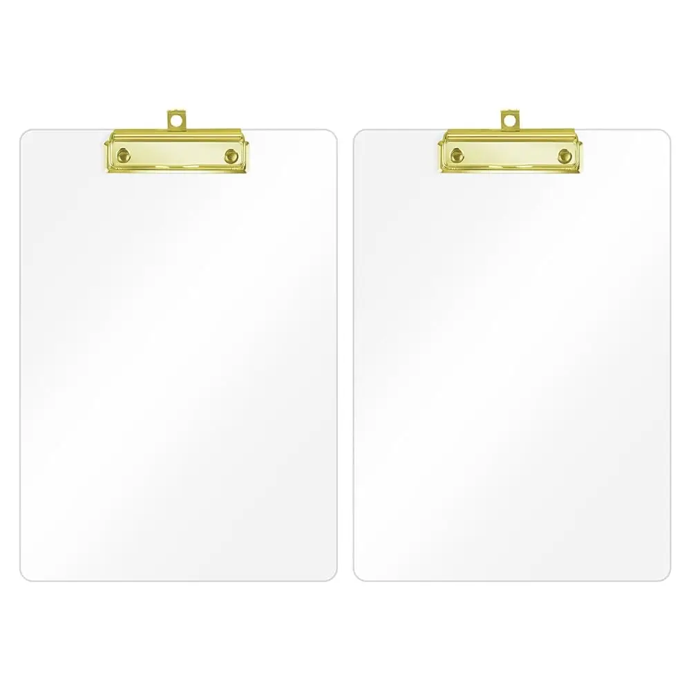 

Acrylic Clear Clipboards, 8.5x11 Plastic Clipboard with Gold Strong Clip Hidden Hanging Hole, A4 Letter Size Clipboards for