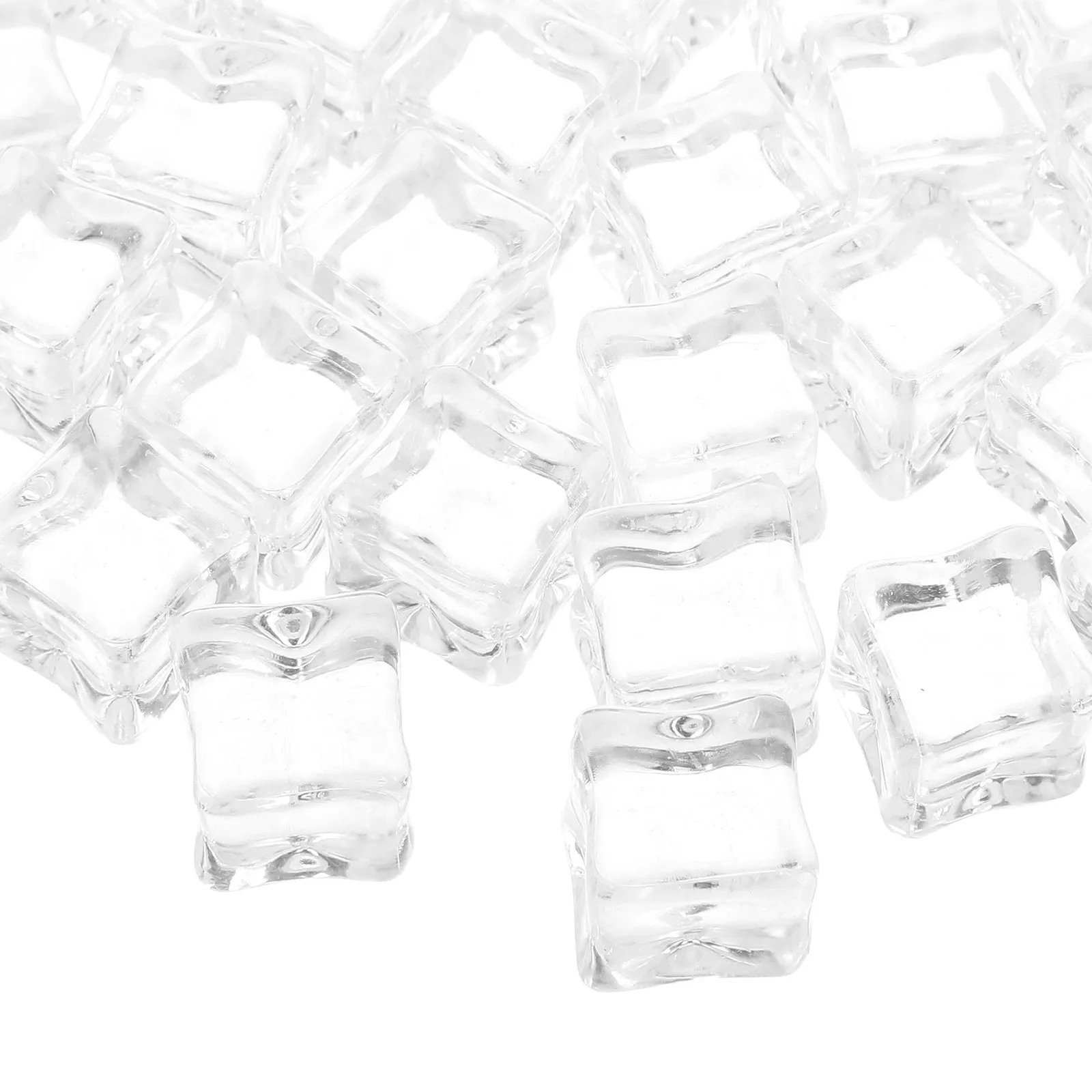 100Pcs Simulated Ice Cubes Clear 15Mm Acrylic Vase Fillers Plastic Artificial Square Ice Blocks Decoration for Party Tabletop