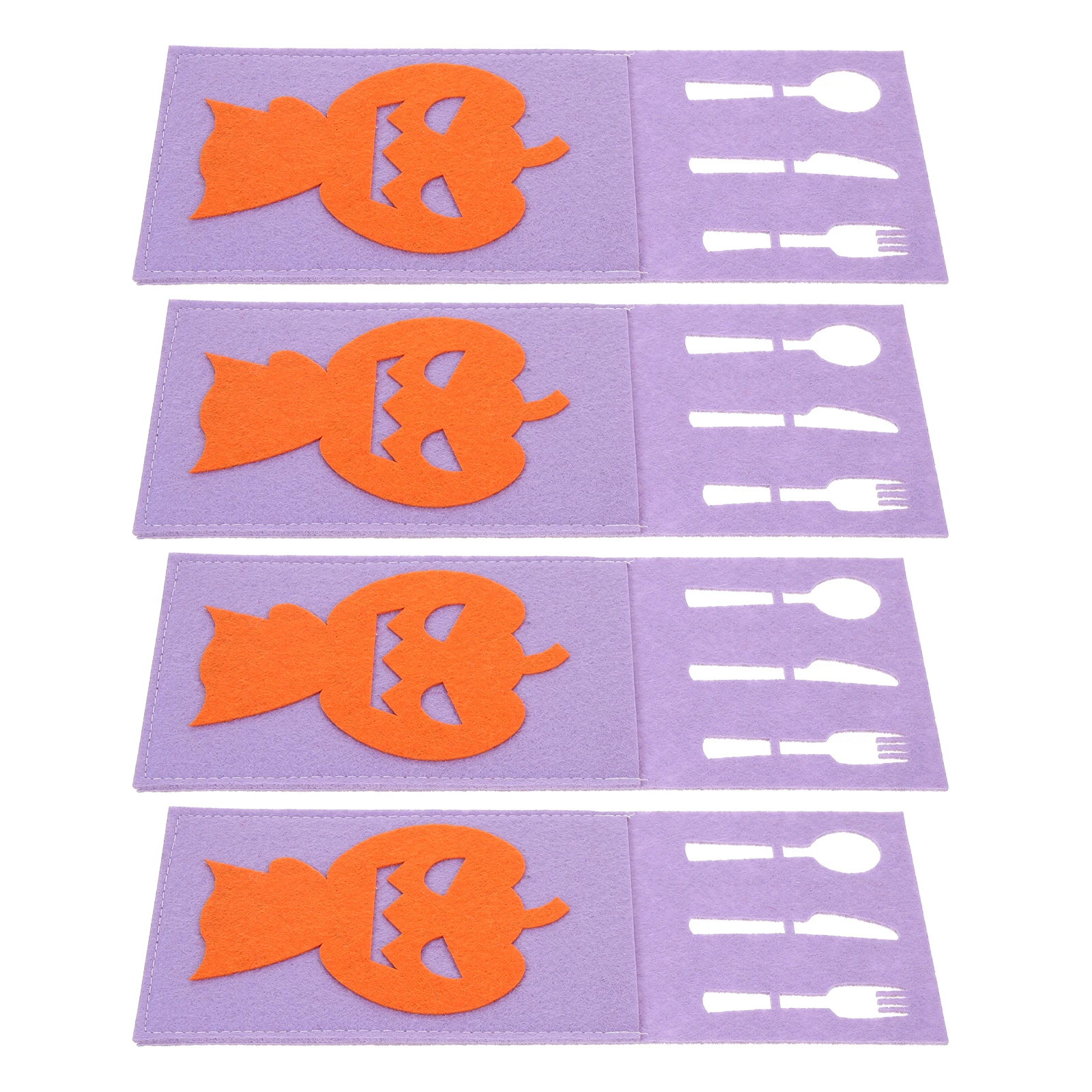 

4 Pcs Halloween Pumpkin Silverware Bags Felt Cutlery Storage Pouches Dinner Party Tableware Decoration Kitchen Bar Supplies