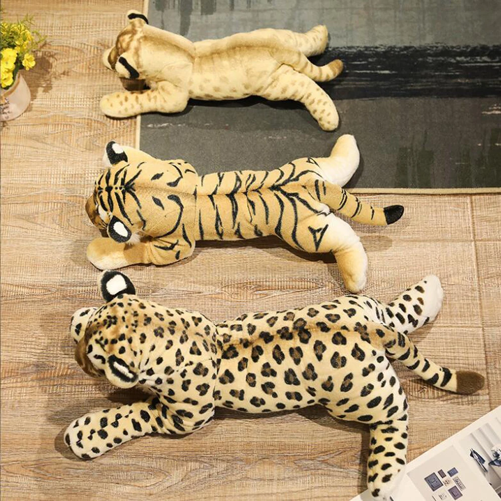 

Lion Tiger And Leopard Stuffed Plush Toy for Children Soft Wild Animal Educational Toy