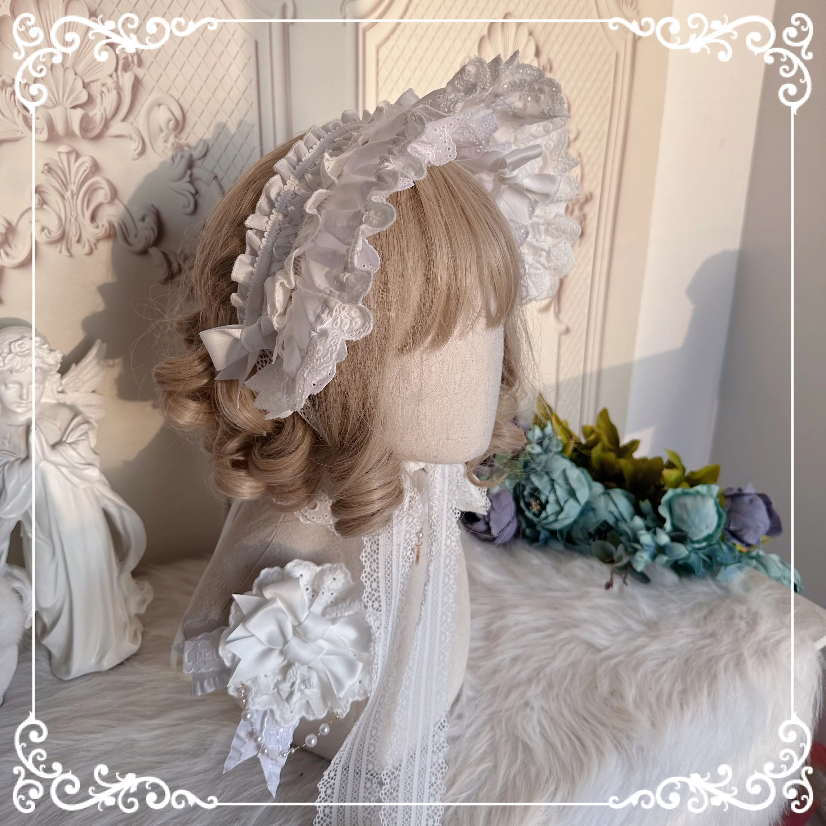 

Original Homemade Lolita Element Porette Hat Pure Cotton Bnt Hat Lolita Style Hand-Made Hat