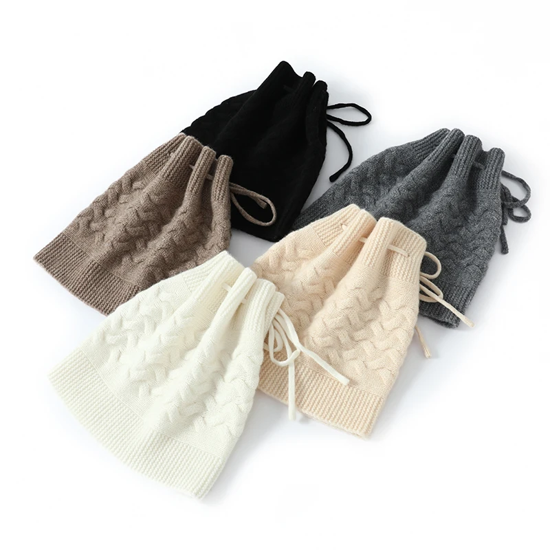 

Осенне-зимняя шапка из 100% чистой шерсти, женская теплая утолщенная вязаная шапка-ушанка, вязаная шапка с воздушным верхом, бандана, шерстяная шапка