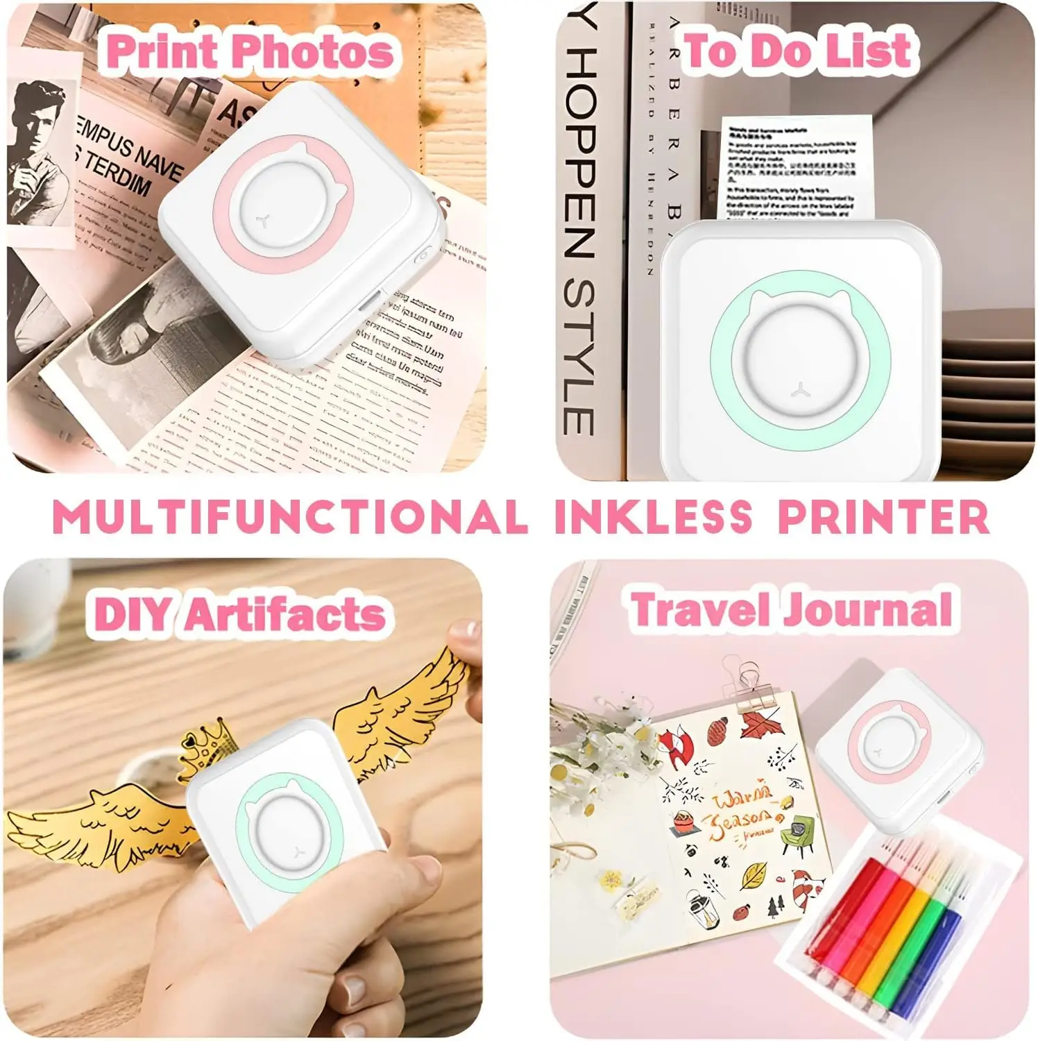 Picture 5: Printing Consumables for Mini Printer Portable Bluetooth Sticker Tape 1 Roll Thermal Paper Inkless Printer Photo Memo Note