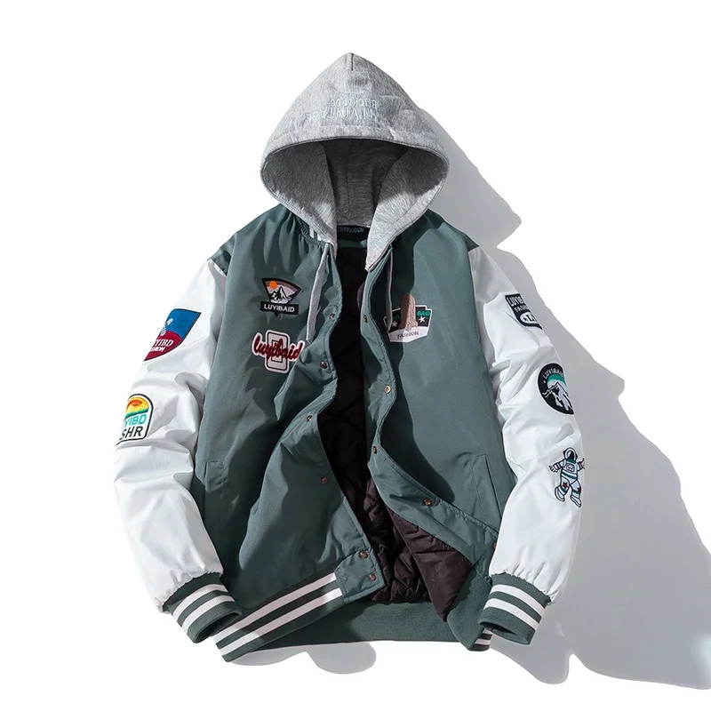 

Мужское свободное пальто пилота в стиле ретро, американская бейсбольная хлопковая куртка, хлопковая верхняя одежда, осень-зима, модная молодежная повседневная одежда...