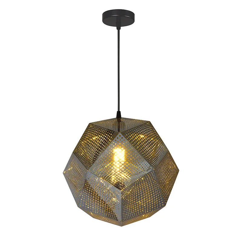 

Nordic Dining Chandelier Retro Bar Cafe Lighting Creative Pendant Light Luxury Post-Modern Stainless Steel Geometric CeilingLamp