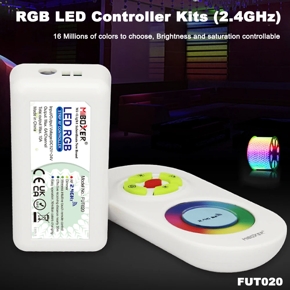 Miboxer FUT020 DC12-24V 2.4GHzRF RGB Brightness and saturation controllable adjustable Controller Dimmer for Led Strip/FCOB