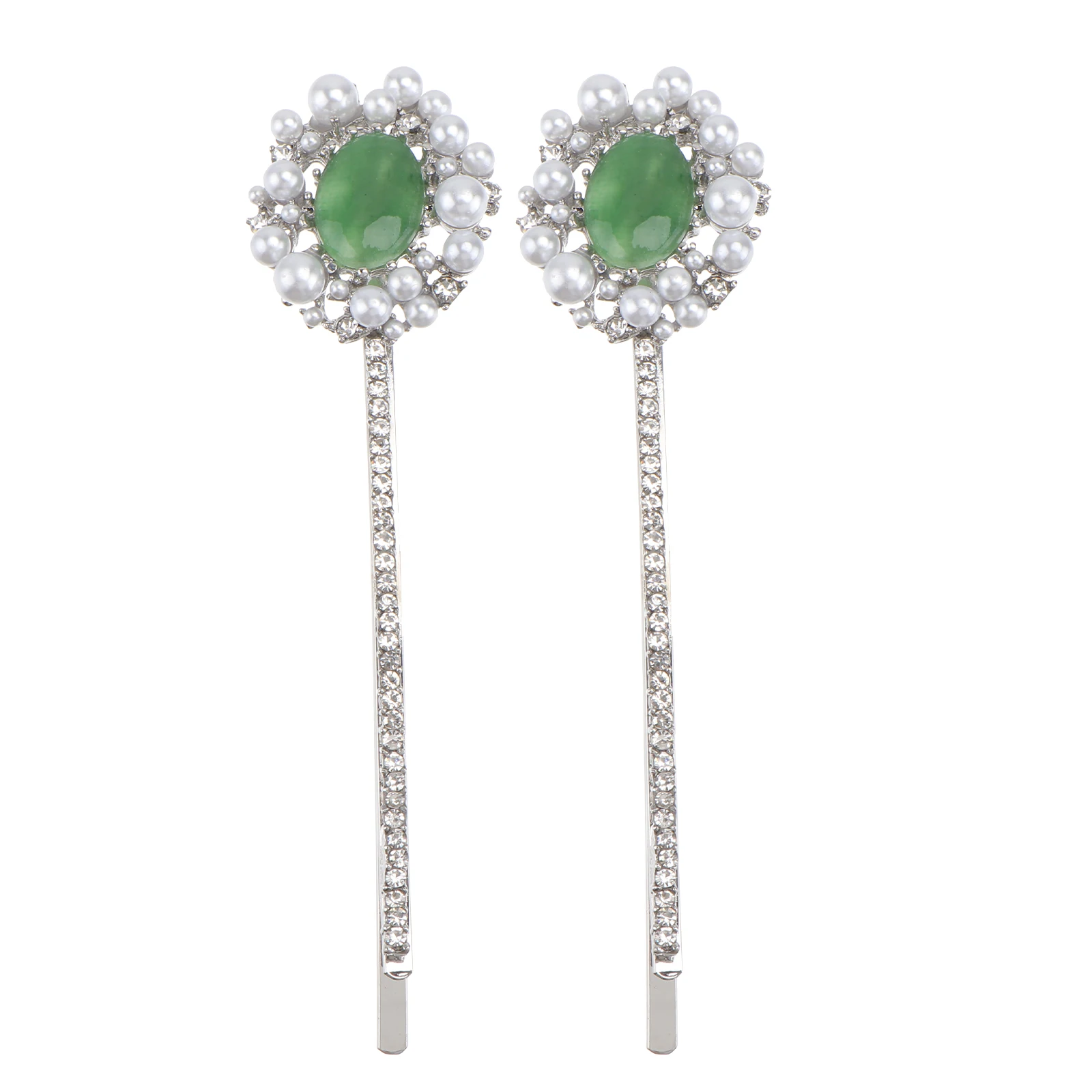 

2pcs Pearl Hair Clips Rhinestone Bobby Pins Women Smooth Floral Shape Hair Ornaments Wedding Party Decorations