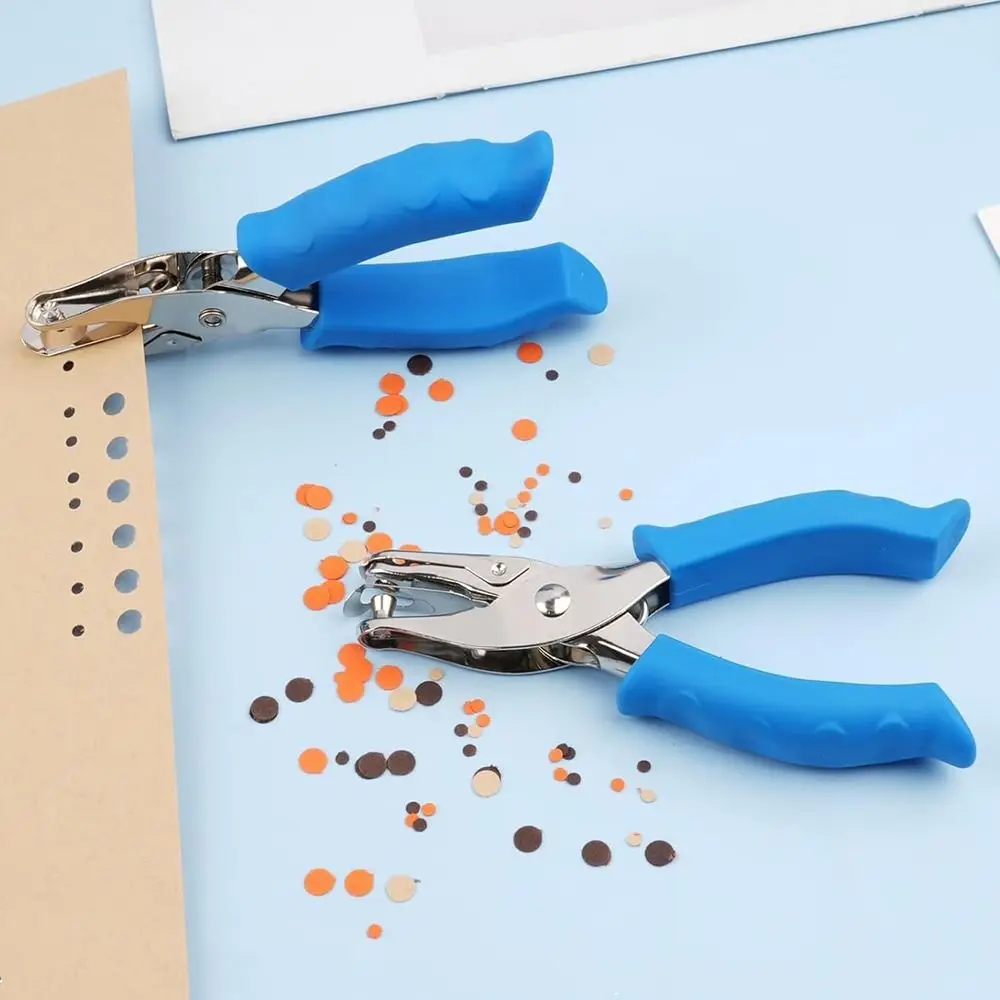 

2Pcs 3/6mm Single Hole Punching Machine Portable Rubber Handle Mini Paper Puncher 3 Color Available Creative Handheld Hole Punch