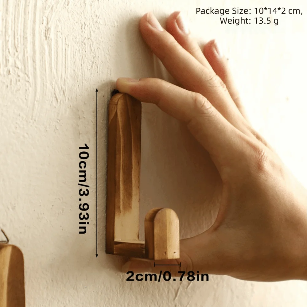 

Solid Wood Wall Door Back Shelf Rustic Wooden Creative Design Wall Hook Simple Style Bohemian Style Coat Rack Home Decoration