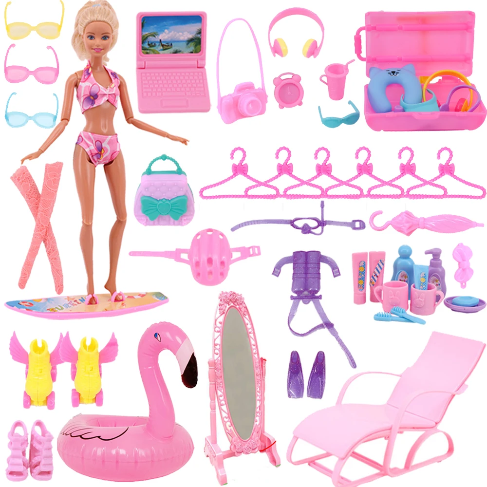 Barbies Doll Accessories Swimming Items Buoy Surfboard Swimsuit For 11.8inch Doll Travel Clothing Best Gift Free Shipping Items