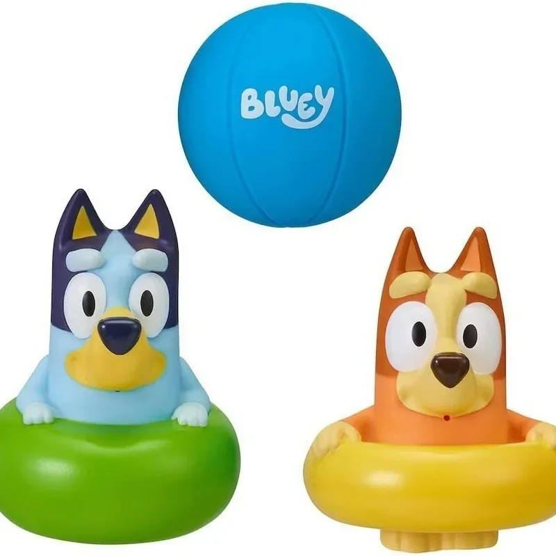 Moose Bluey Family Bath Sprayer 3 Pack Multi Color Bingo Kids Swimming Fun Toy Ball Spray Toy Bluey Swim Ring Toy Kids Gift